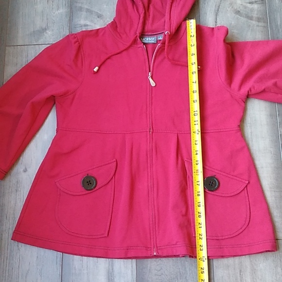Motto Your Style Mantra-Full zip sweatshirt Jacket with hood RED size S - Picture 8 of 11